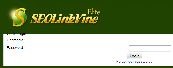 SEOLinkVine Elite Login Page