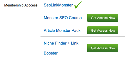 SEOLinkMonster Add-On Access Buttons on Profile Page