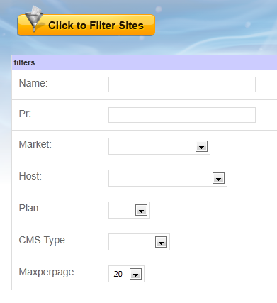 Enter Filter Criteria